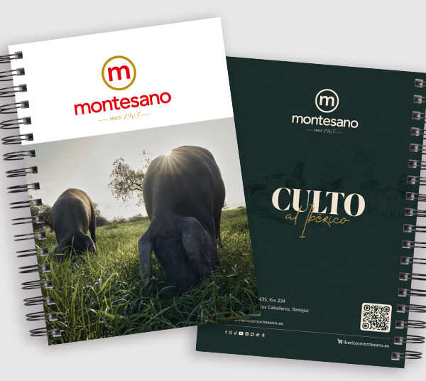 Cuaderno personalizado Montesano. Interiores personalizados y encuadernación en Wire-O